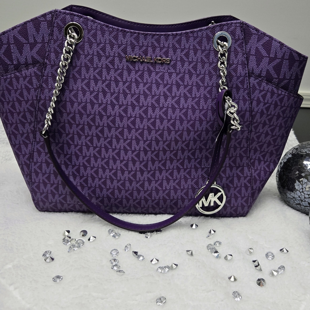 Michael Kors Purple Signature Canvas Tote - Picture 12 of 12